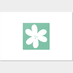 Flower Outline - teal Posters and Art